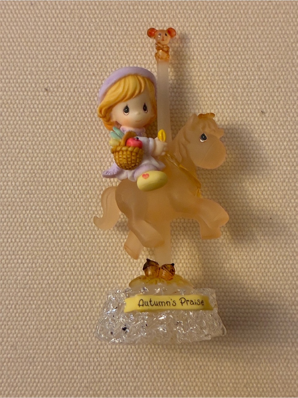 Precious Moments Girl on Amber Horse Figurine with Pastel Accents